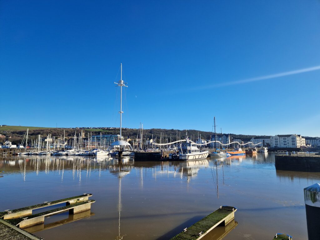 Water and boats in a harbourside